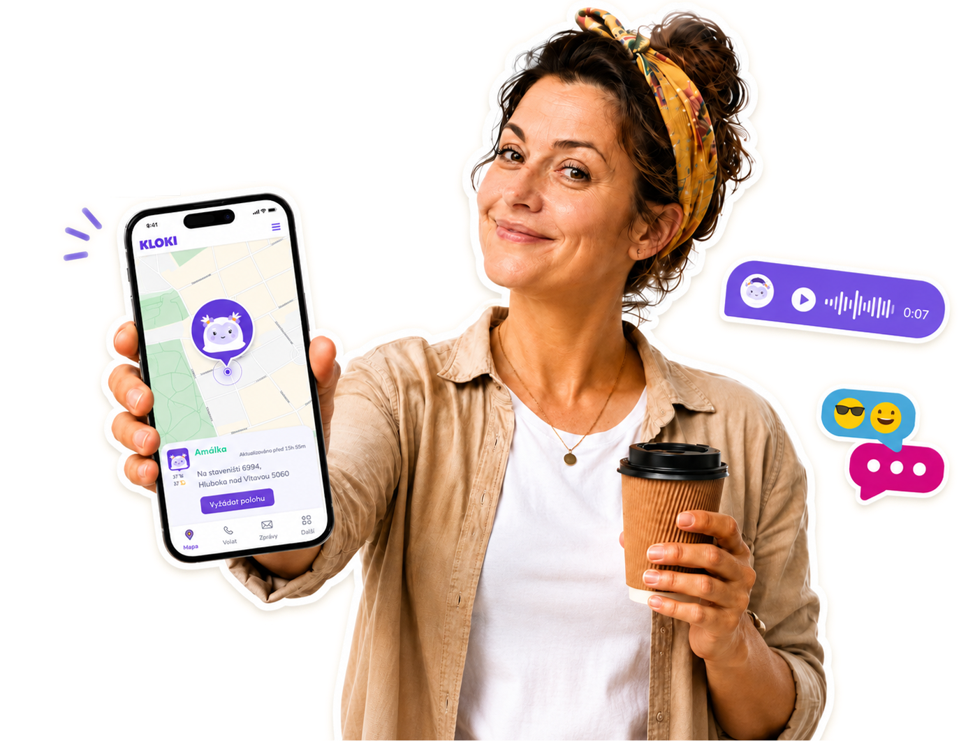 Mutter mit der KLOKI-App in der Hand