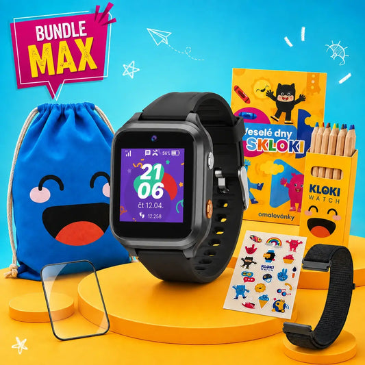 Back to School Paket MAX: Kinder-GPS-Uhr mit Anruffunktion KLOKI Star - Schwarz