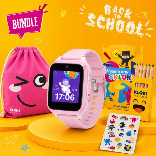 Zurück zur Schule Paket: Kinder-GPS-Calling-Uhr KLOKI Star - Rosa