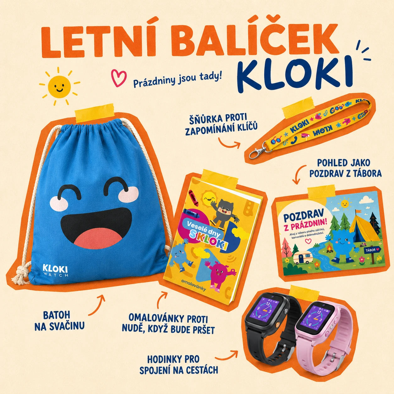 KLOKI Star Kids GPS Calling Watch – Pink | Summer Bundle