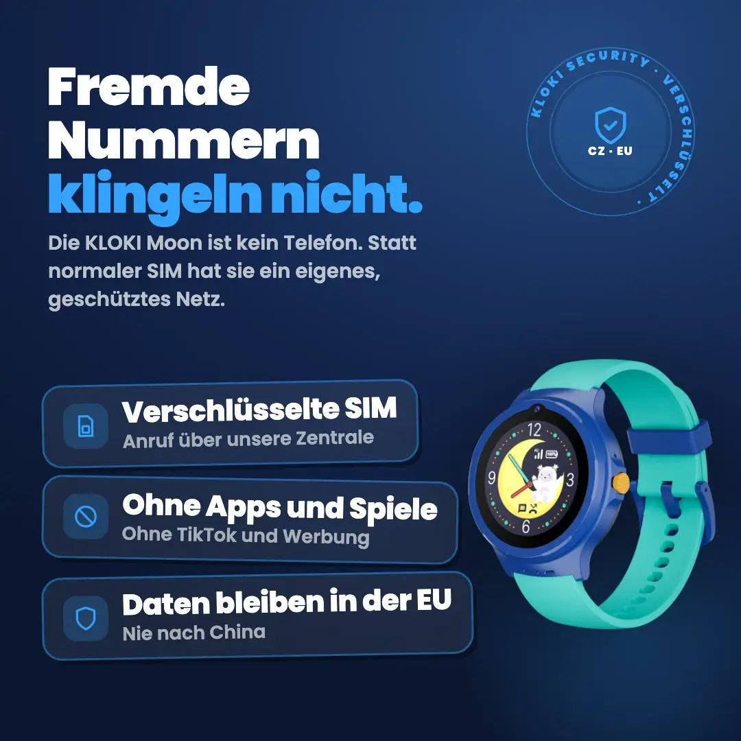 Kinder-GPS-Uhr mit Anruffunktion KLOKI Moon - Blau