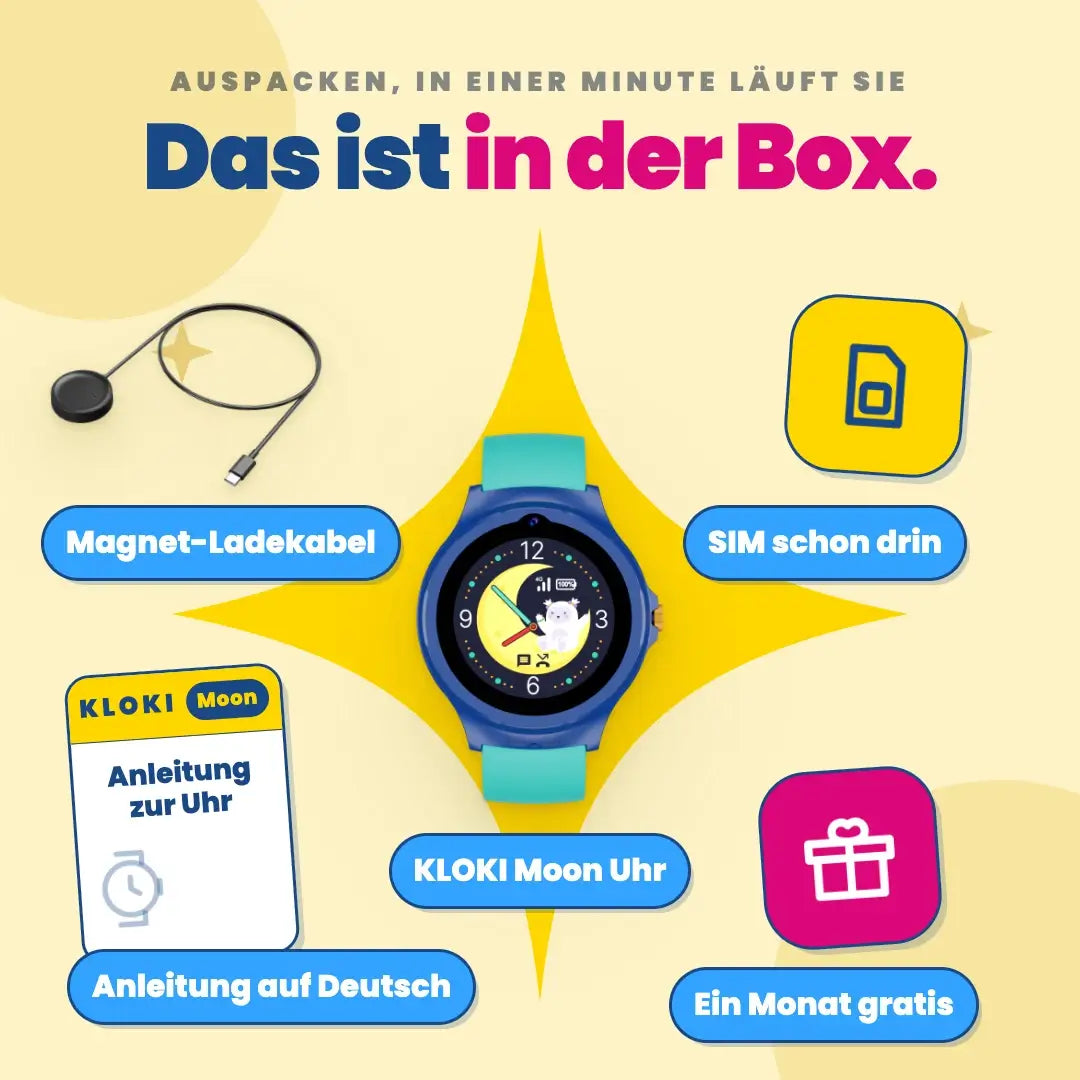 Kinder-GPS-Uhr mit Anruffunktion KLOKI Moon - Blau