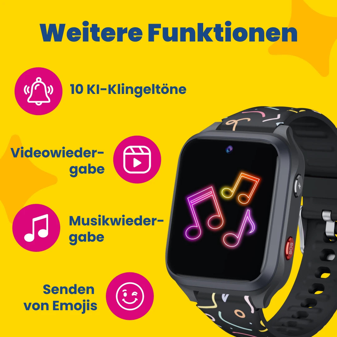 Kinder-GPS-Telefonuhr KLOKI Star - Schwarz