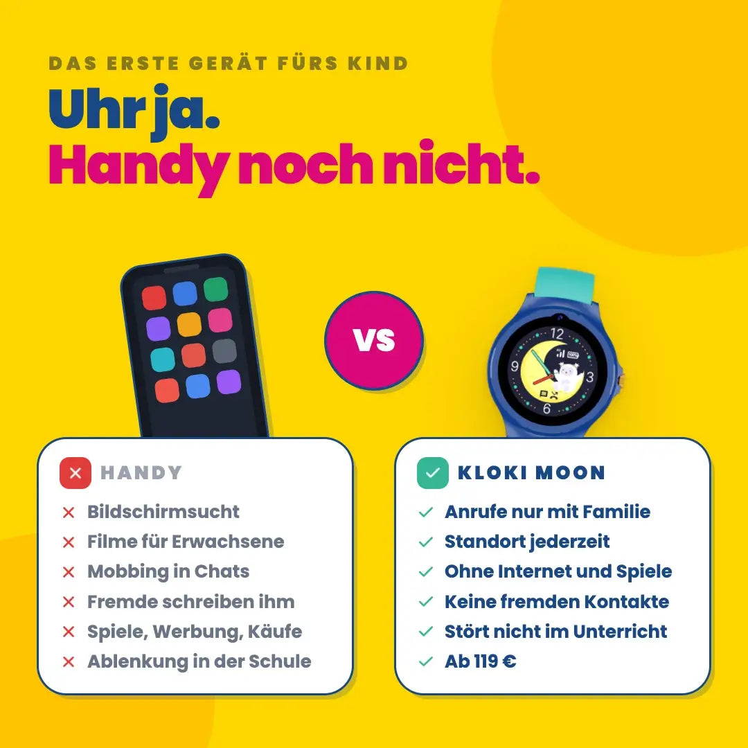 Kinder-GPS-Uhr mit Anruffunktion KLOKI Moon - Blau