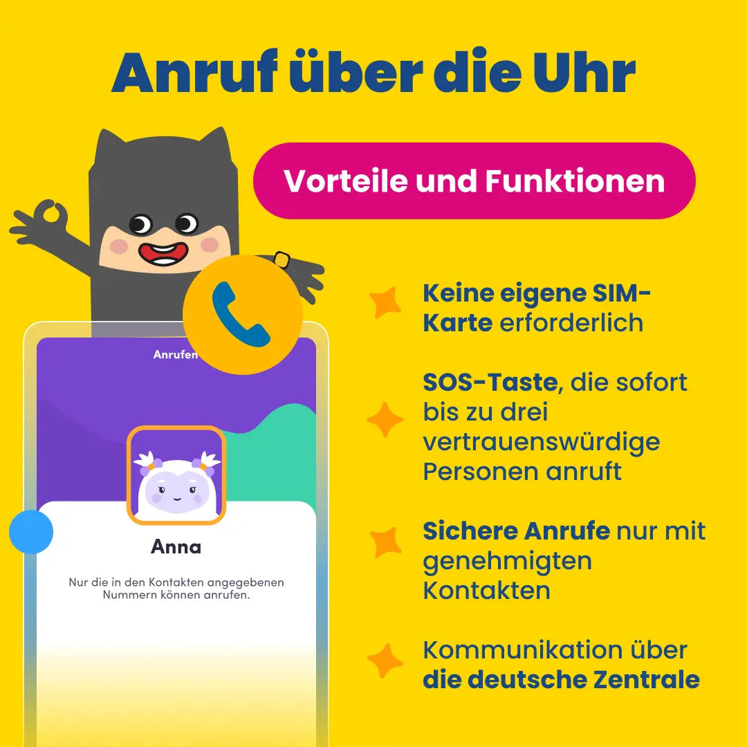 Kinder-GPS-Telefonuhr KLOKI Star - Schwarz