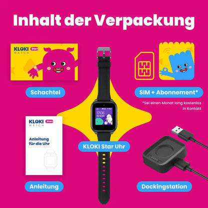 Kinder-GPS-Telefonuhr KLOKI Star - Schwarz
