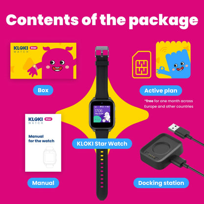 KLOKI Star Kids GPS Calling Watch – Pink | Summer Bundle